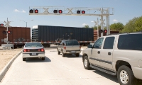 Photograph of a railroad crossing