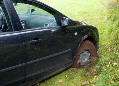 Photograph of a struck car