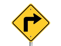 Photograph of a right turn sign