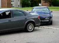 Photograph of a two vehicles in a collision